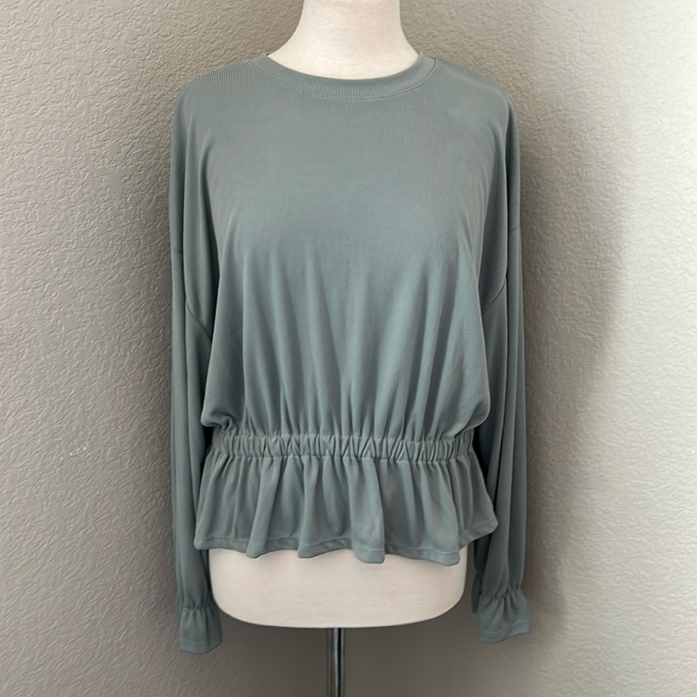 A NEW DAY sage green peplum style top